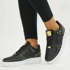 Nike Air Force 1 07 XX GOLD Studded Black White AR0639 001 Women's 8.5 Shoes